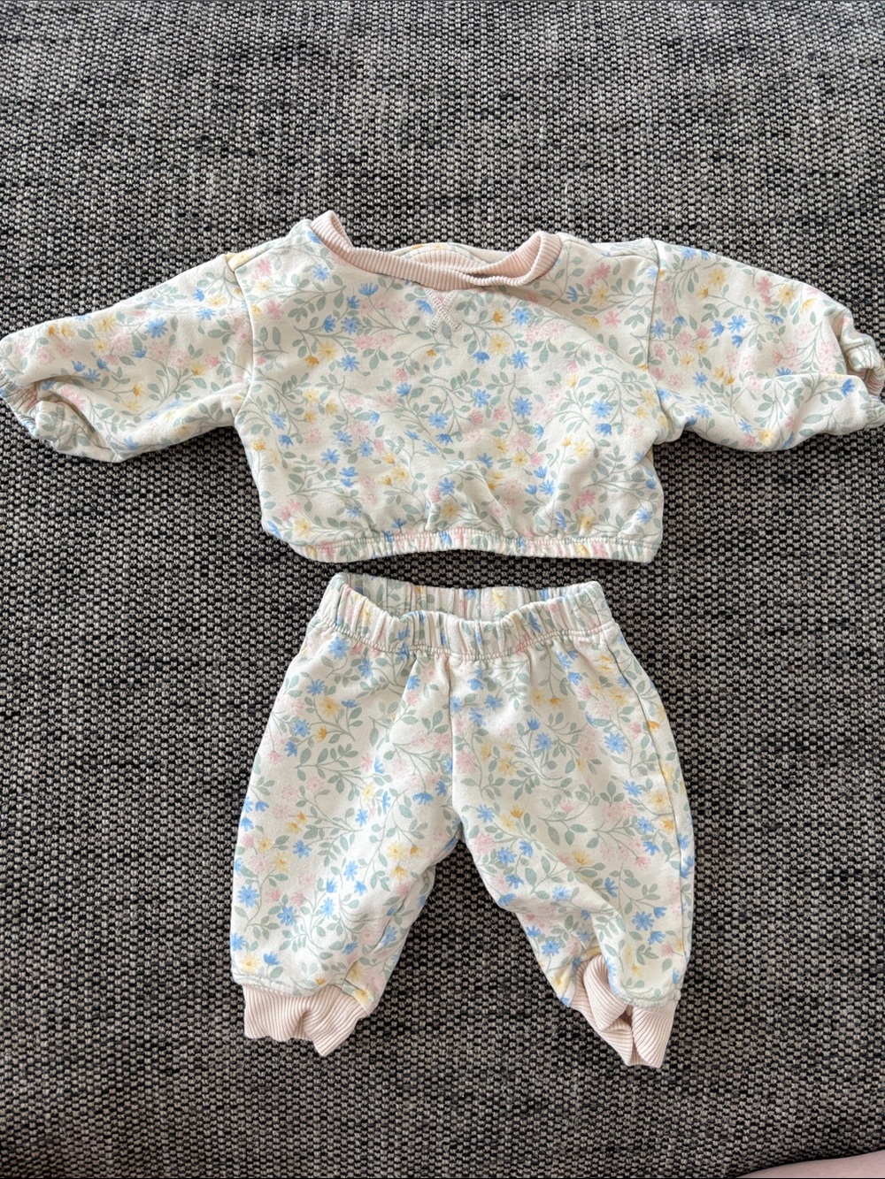 Floral Baby Sweatshirt and Jogger Set - Pastel Floral Print